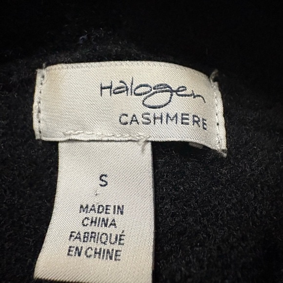 Cashmere Black Soft Open Front Waterfall Shawl Collar Cardi. Nordstrom Halogen - Picture 2 of 12